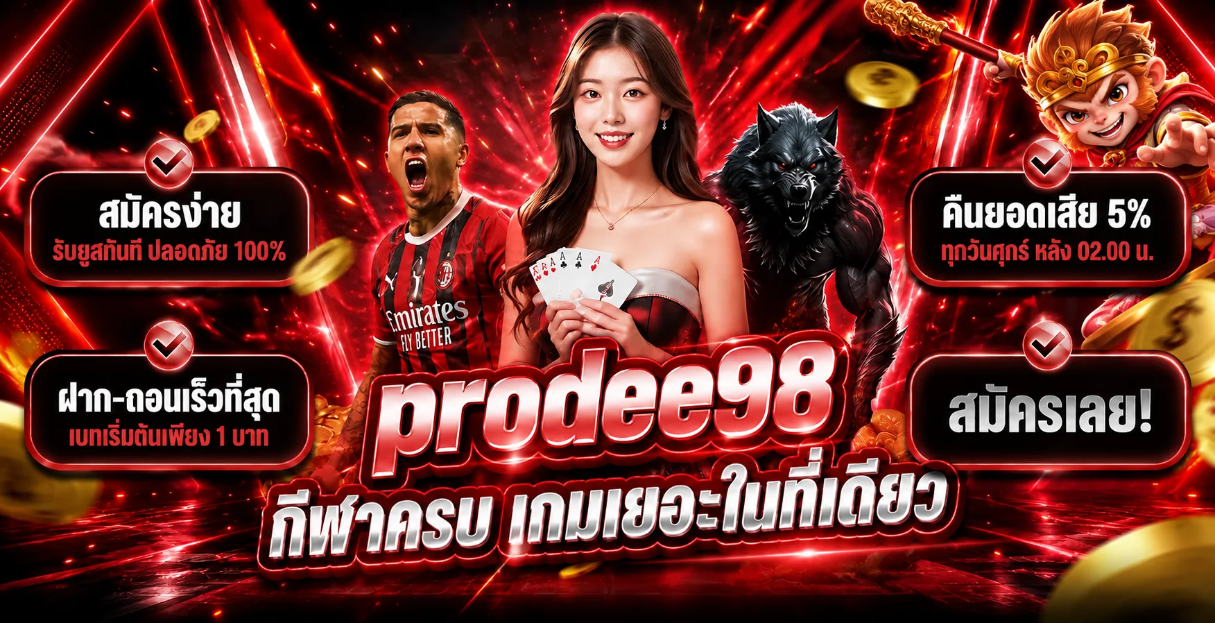 แบนเนอร์ prodee98 ทางเข้าเว็บหลักโทนแดงดำ